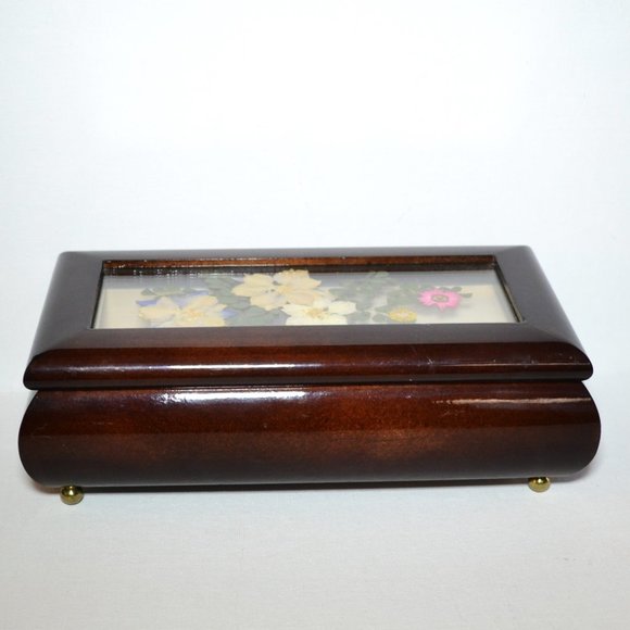 Other - Vintage Gloss Finish Wooden Music Box Jewelry Storage Ladies Dresser Vanity